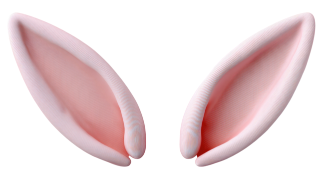 Easter Bunny Ears: A pair of delicate, light pink bunny ears, poised with gentle allure, represent Easter and spring in a playful studio-shot photograph.