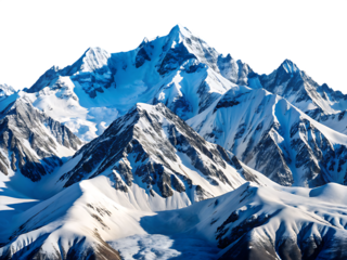 snow capped mountains under a clear sky during win isolated on white background PNG , AI GENERATED