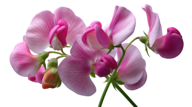 Sweet Pea: Delicate sweet pea blossoms in full bloom, showcasing a symphony of pink and purple hues. These elegant flowers bring a touch of floral beauty, and nature's intricate details to any space.