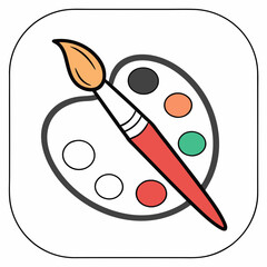 palette with paints and brushes