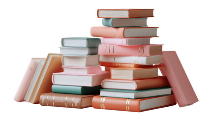 Literary Abundance: A captivating collection of neatly stacked books in varied colors, each volume promising a journey of discovery.