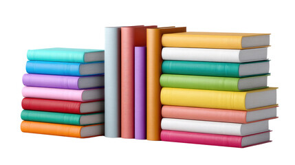 Stacked Reads: A visually appealing arrangement of colorful books. A literary feast for the eyes, each spine a promise of untold stories, waiting to be discovered.