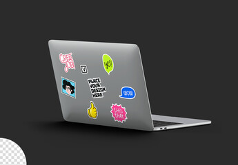 Stickers on Laptop Mockup