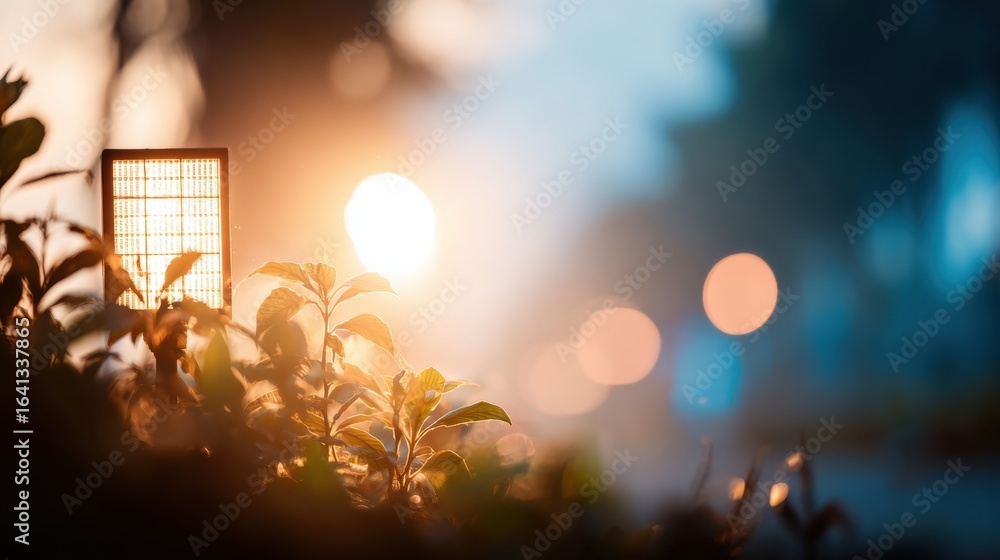Poster evening glow with soft light and greenery in a tranquil setting