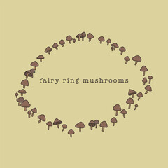 Fairy Ring Mushrooms illustration autumn theme isolated vector