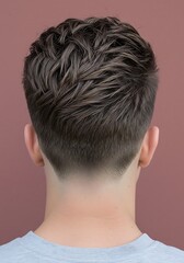Obraz premium Close-up of men’s hairstyle back view