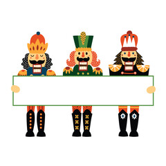Nutcrackers with Banner. Cute illustration.  