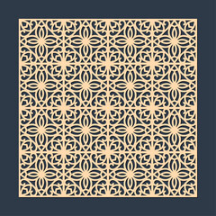 Geometric ornamental laser cut panel with floral pattern