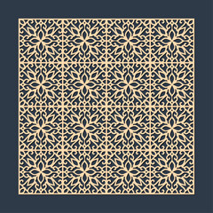 Intricate geometric pattern laser cut panel with floral motifs