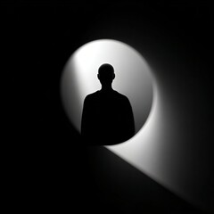 Silhouette of a Person with Circular Spotlight