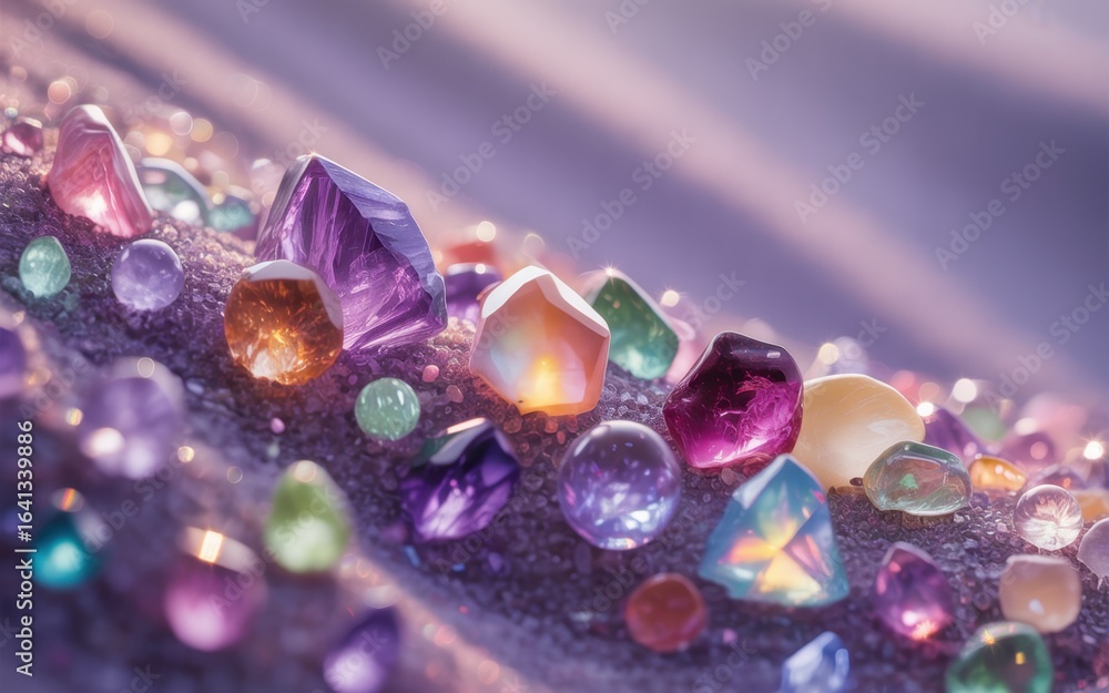 Poster sparkling gems: a stunning display of various precious gems in vibrant colors creates a captivating 