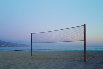 Serene Morning at An Empty Sand Volleyball Court  