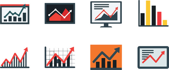 Business growth charts icons