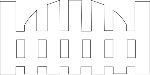 wooden fence icon. Detailed vector illustration of a hand drawn farm fence in a black and white style design .Wooden Fence Representing Daycare Playground and Child Safety Enclosure