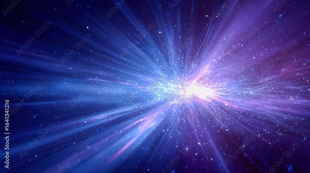 Poster Abstract Light Burst with Starry Glow, Cosmic Energy and Particle Stream in Deep Space