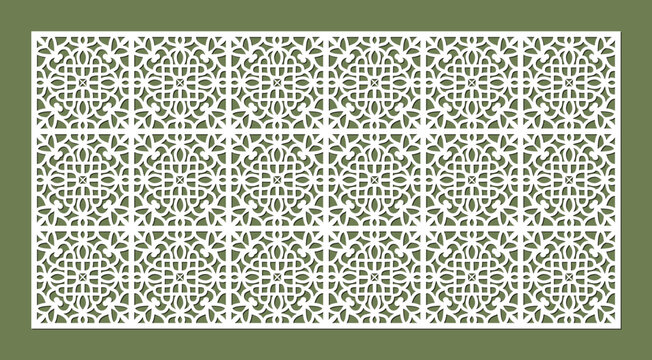 Intricate white geometric lattice pattern with repeating floral motifs, ideal for decorative screens or architectural elements vector