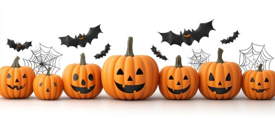 Naklejka premium Halloween festival honoring pumpkins and bats enchanting scene with floating pumpkins and bats gigapixel standard