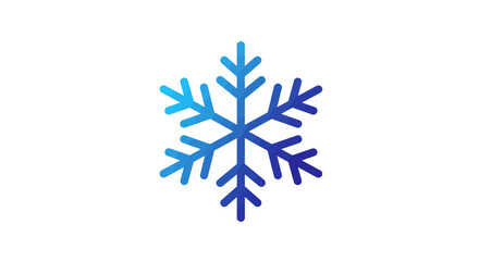 A stylized snowflake with six points radiating outwards varying from light to dark blue hues