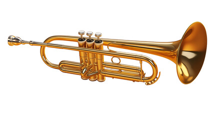 Obraz premium A gleaming golden trumpet, meticulously detailed, sits poised, ready to produce vibrant musical notes