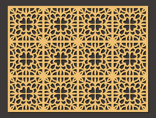 Intricate golden geometric pattern with repeating heart motifs, perfect for decorative screens or panels vector