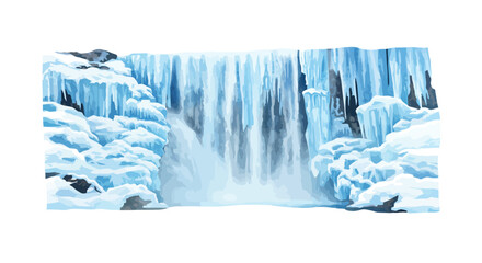 Frozen waterfall cascades amidst ice and snow a wintery natural scene © Rama