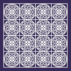 Fototapeta premium Intricate white circular floral pattern with repeating geometric design, perfect for decorative applications and laser cutting projects vector