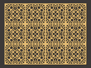 Geometric ornamental pattern with floral motifs, laser cut design template, decorative panel, intricate cutout, vector art vector