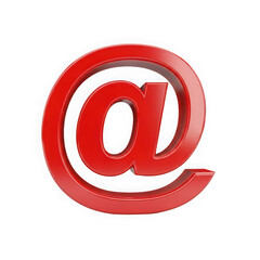 Vibrant red 3d at symbol sign representing email communication and internet connectivity isolated on transparent background