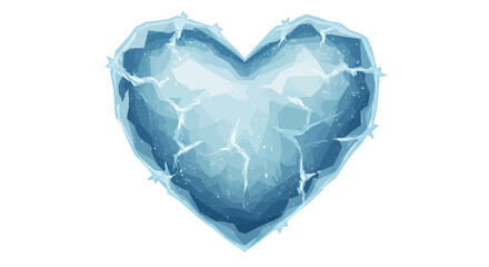 Obraz premium Iceblue heartshaped crystal faceted with shardlike edges and internal cracks set against a plain white backdrop