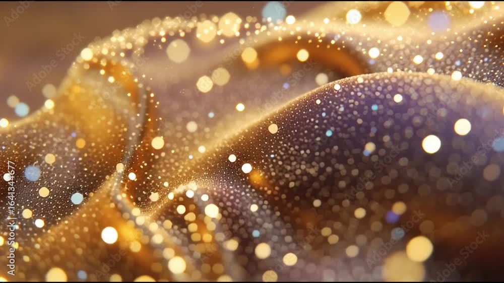 Poster Sparkling golden particles create mesmerizing patterns and textures in dynamic background