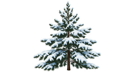 Snowcovered evergreen tree on a white background