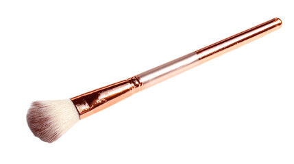 A plain image of rose gold makeup brush, white background --ar 16:9