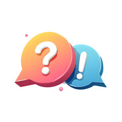 3D Question and Answer Icons for Customer Support and FAQ isolated