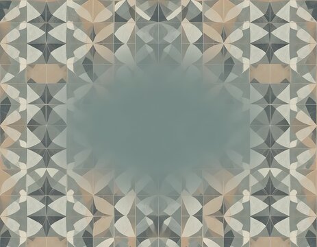 Geometric tile pattern with abstract curved shapes and soft central space for text placement