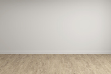 Modern interior with blank wall and wooden parquet, empty room and panel, 3D rendering