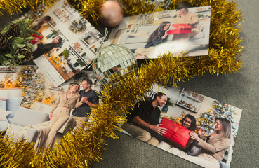 Collage children winter photo. Christmas