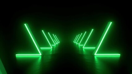 Dynamic green neon lights create a futuristic pathway, perfect for tech, gaming, or abstract motion graphics. - Powered by Adobe