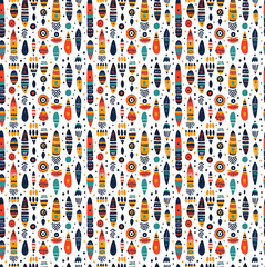 Obraz premium Playful colorful abstract pattern with geometric shapes, seamless pattern for fabric