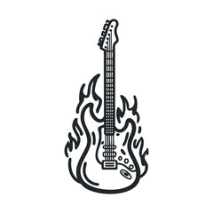 Naklejka premium Electric guitar design with fire elements for music enthusiasts