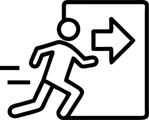 Green and white evacuation route directional sign