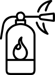 Fire extinguisher spraying extinguishing foam with a flame