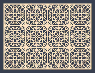 Intricate geometric pattern with repeating square motifs, suitable for laser cutting or cnc vector
