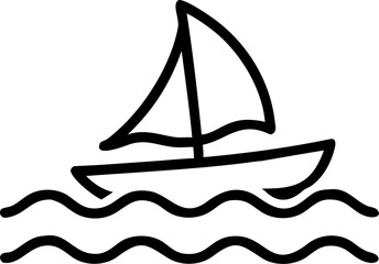 A solitary sailboat glides across the vast ocean waves under a clear sky