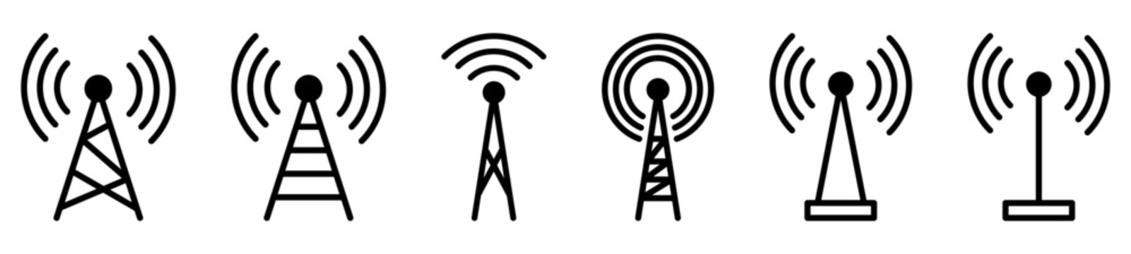 Radio tower icon set