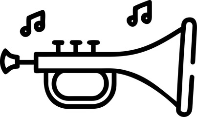 Illustration of a trumpet with musical notes