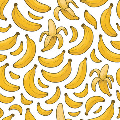 Cute Hand Drawn Banana Fruit Seamless Pattern for Textile Design