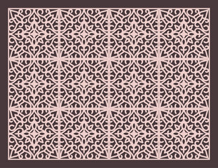 Seamless ornamental pattern tile design in arabesque style for laser cutting or vinyl plotter template background vector