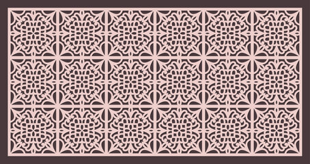 Seamless intricate geometric pattern for laser cutting or cnc routing, decorative panel design template vector