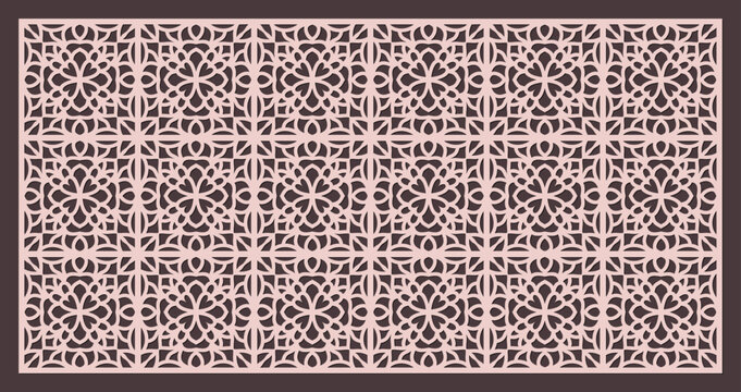 Seamless intricate geometric pattern for laser cutting or cnc routing, arabesque style decorative panel design vector