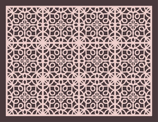 Seamless geometric pattern for laser cutting or cnc routing, intricate arabesque lattice design for screen or panel vector